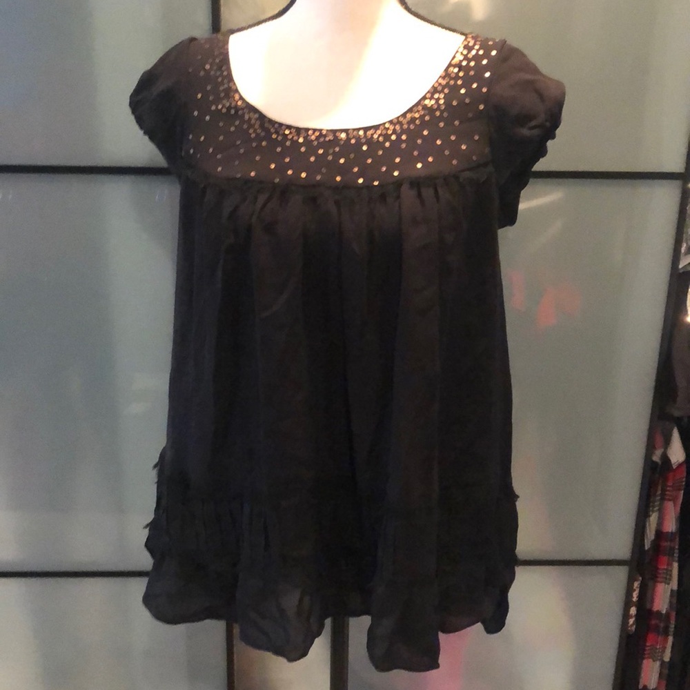 Nicole Miller black sequin top sz s